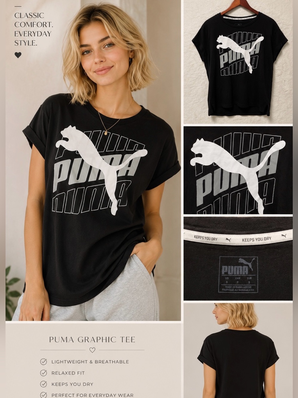 Puma Women’s Black T-Shirt Size S